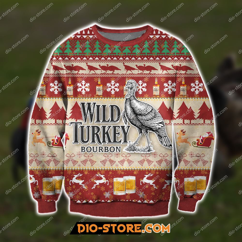 3d All Over Print Wild Turkey Bourbon Whiskey Ugly Christmas Sweatshirt Sweatshirt Christmas