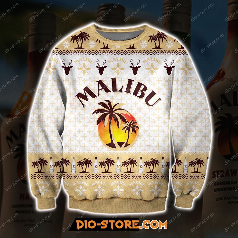 3d Print Knitting Pattern Malibu Rum Ugly Christmas Sweater Sweatshirt Christmas