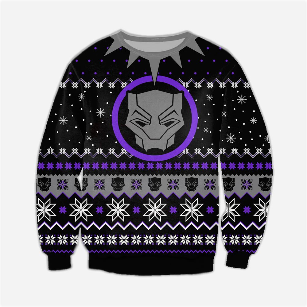 Black Panther Knitting Pattern 3d Print Ugly Sweater Sweatshirt Christmas