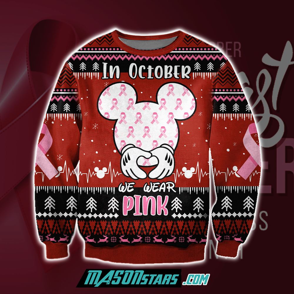 Cancer We Wear Pink 3d Print Ugly Christmas Sweater Sweatshirt Christmas