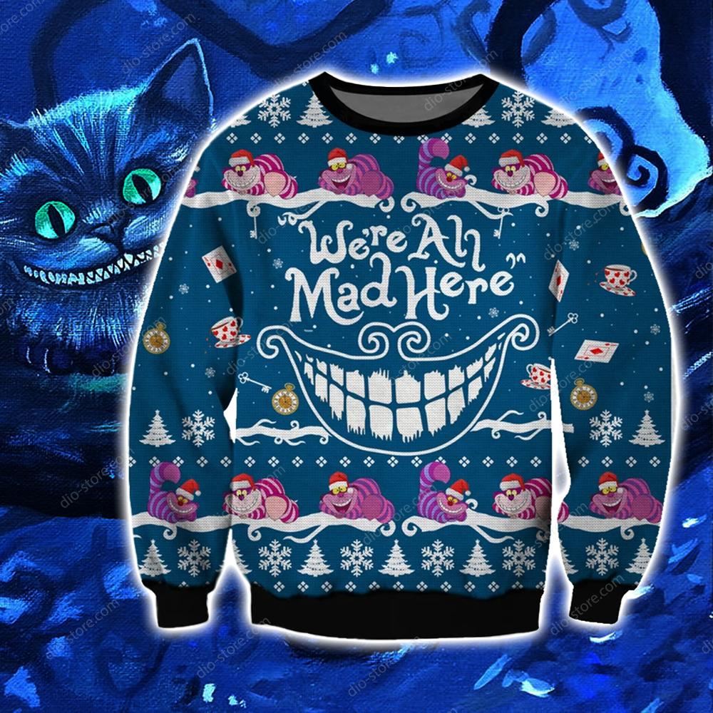 Cheshire Cat Knitting Pattern 3d Print Ugly Sweater Sweatshirt Christmas