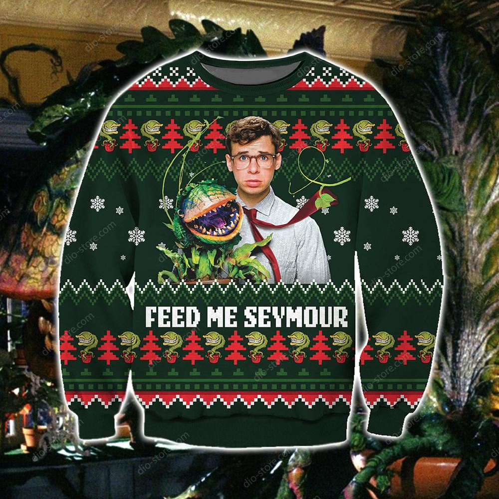 Feed Me Seymour Knitting Pattern 3d Print Ugly Sweater Sweatshirt Christmas