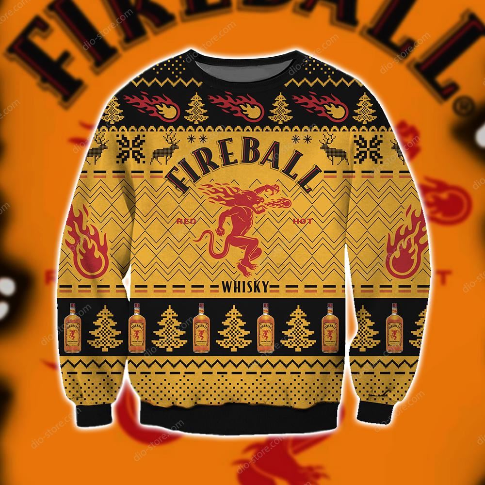 Fireball Cinnamon Whisky Knitting Pattern 3d Print Ugly Sweater Sweatshirt Christmas