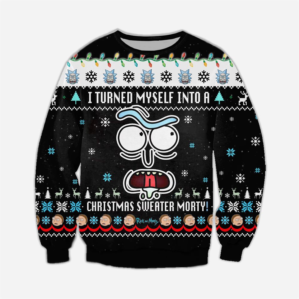 Funny Rick Knitting Pattern 3d Print Ugly Sweater Sweatshirt Christmas