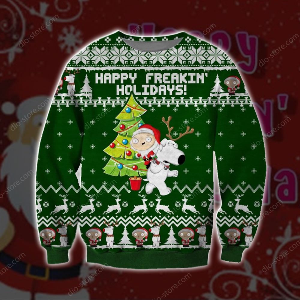 Happy Freakin Holidays Knitting Pattern 3d Print Ugly Christmas Sweater Sweatshirt Christmas