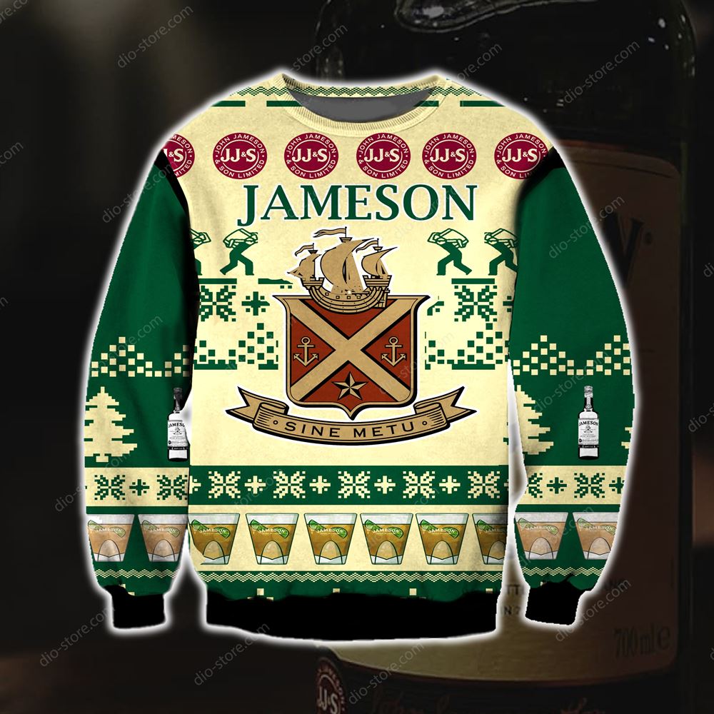 Jameson Irish Whiskey Knitting Pattern 3d Print Ugly Sweater Sweatshirt ...