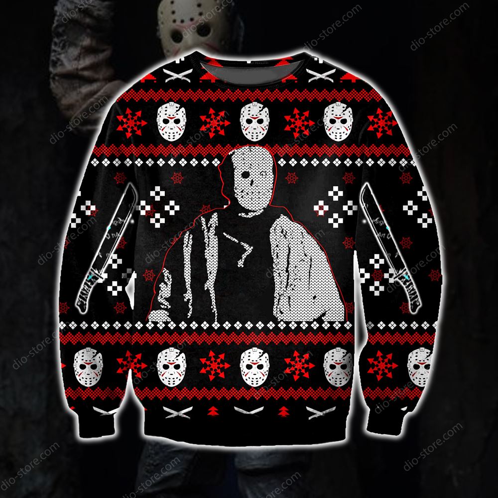 Jason Voorhees Knitting Pattern 3d Print Ugly Sweater Sweatshirt Christmas