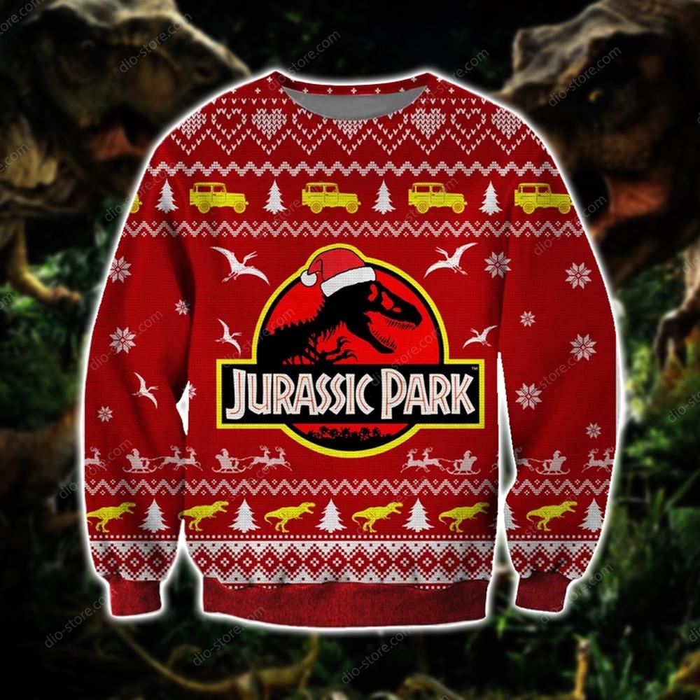 Jurassic Park Knitting Pattern 3d Print Ugly Christmas Sweater Sweatshirt Christmas