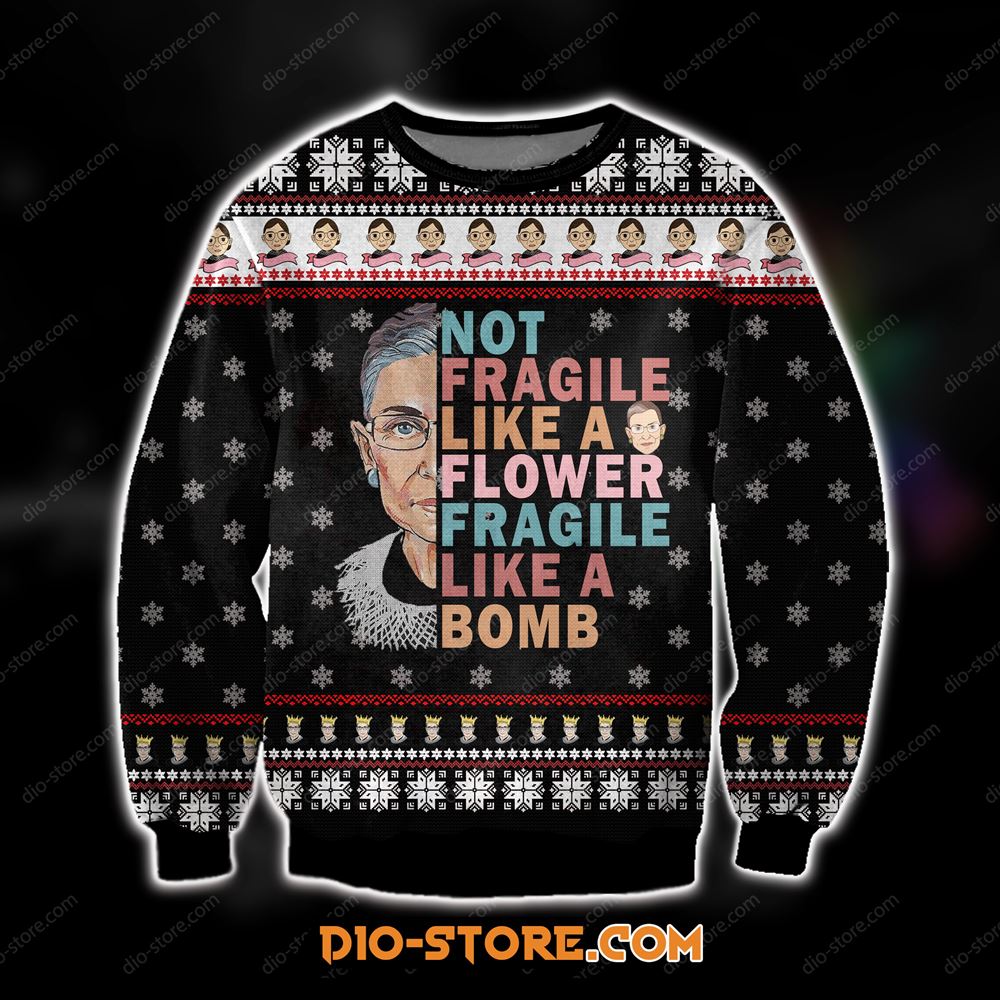 Knitting Pattern 3d All Over Print Ruth Bader Ginsburg Ugly Sweater Sweatshirt Christmas