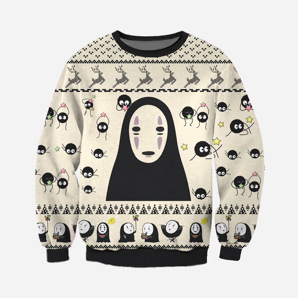 No Face Knitting Pattern 3d Print Ugly Sweater Sweatshirt Christmas