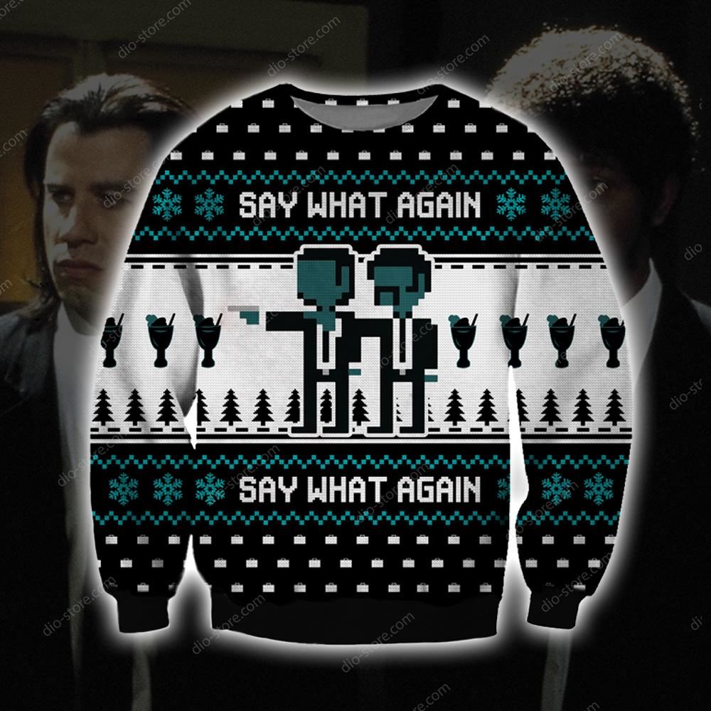 Say What Again Knitting Pattern 3d Print Ugly Christmas Sweater Sweatshirt Christmas