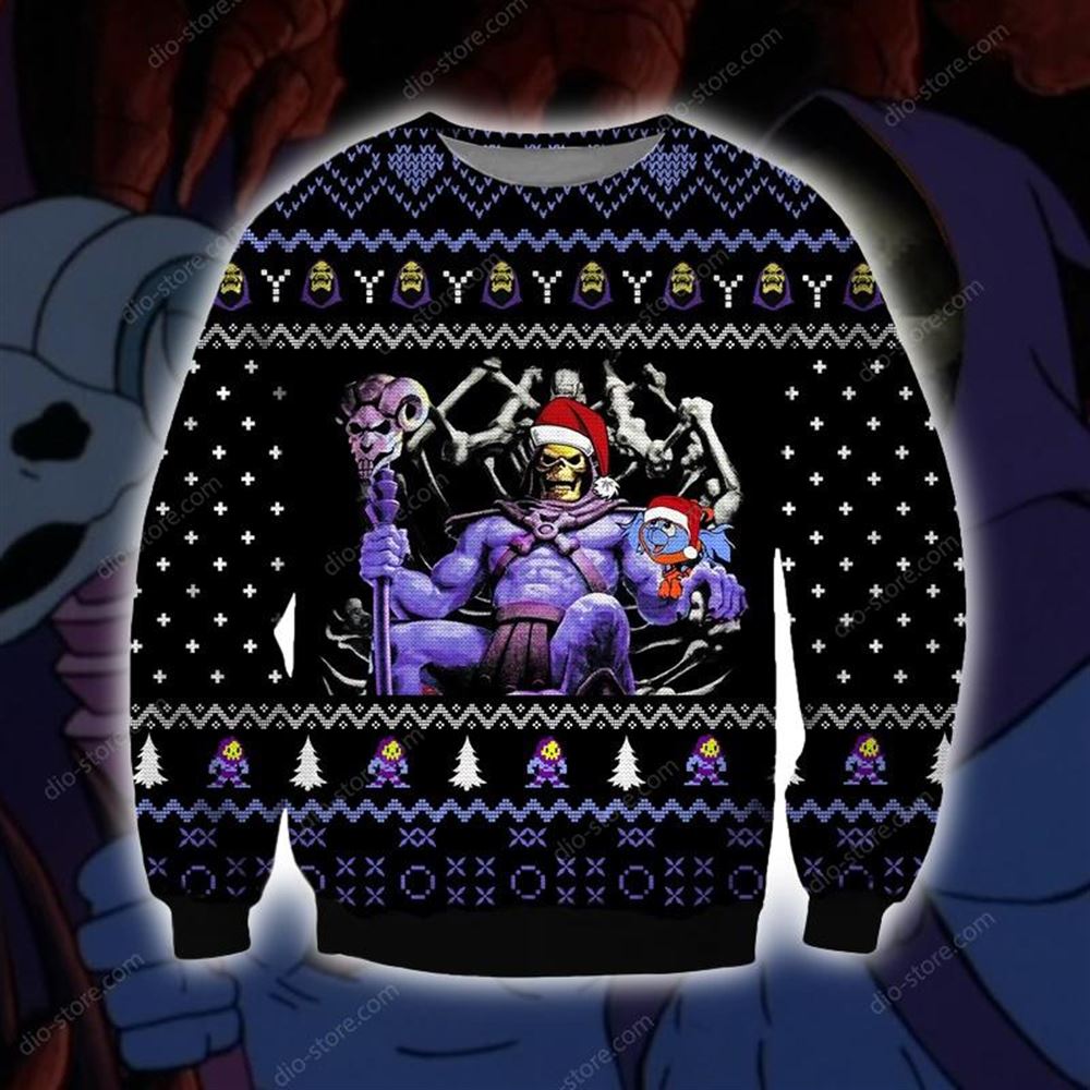Skeletor Knitting Pattern 3d Print Ugly Christmas Sweater Sweatshirt Christmas