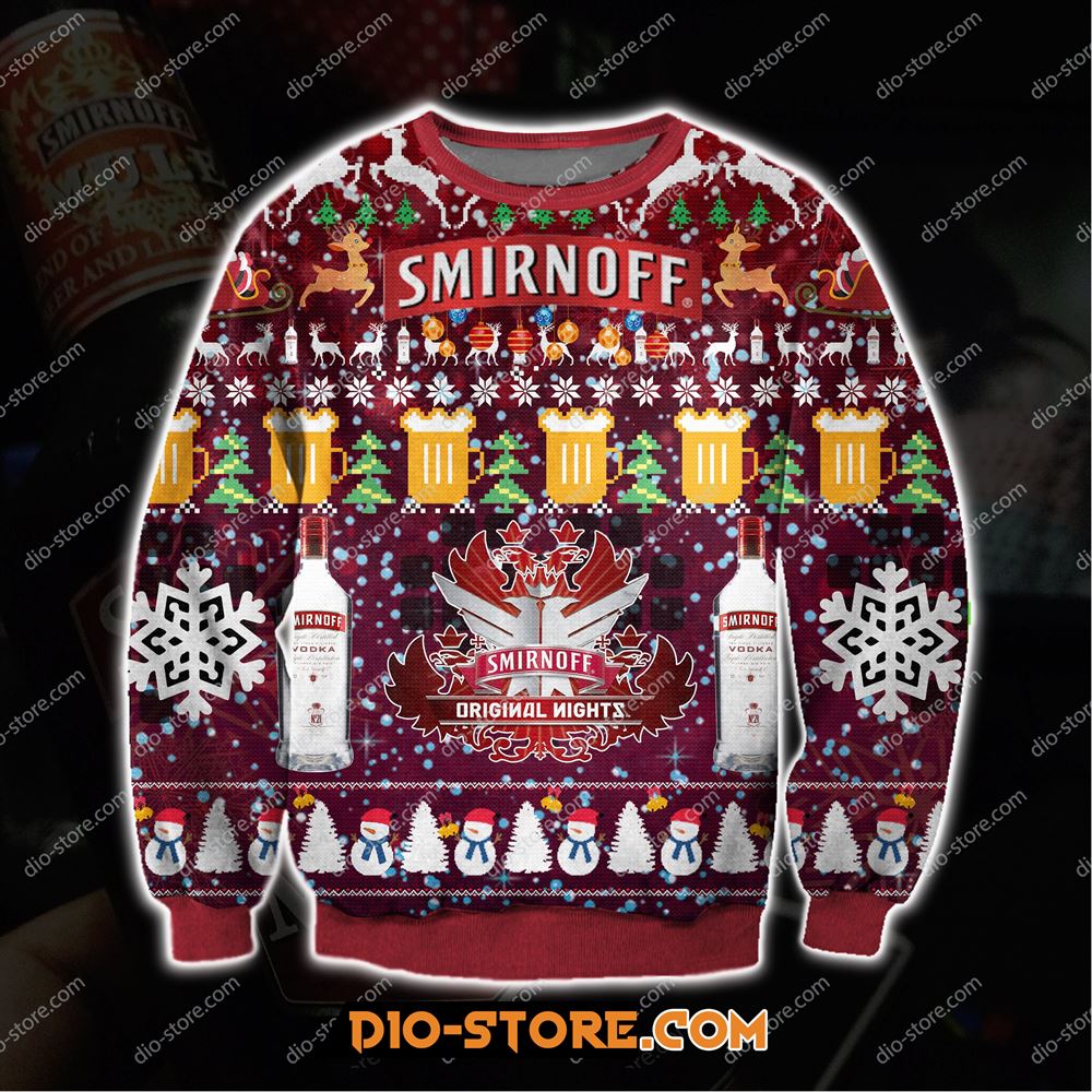 Smirnoff Vodka Wine Knitting Pattern 3d Print Ugly Sweater Sweatshirt Christmas