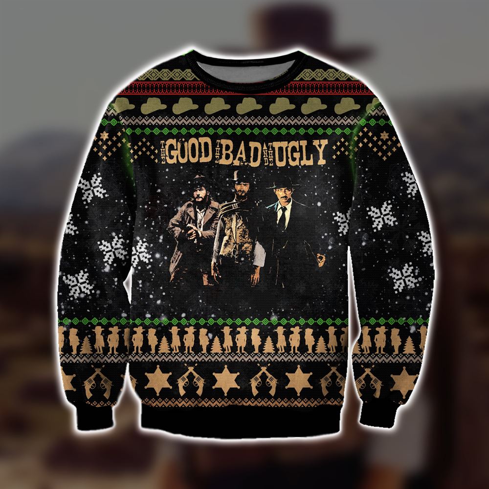 The Good The Bad And The Ugly Knitting Pattern 3d Print Ugly Christmas Sweater Sweatshirt Christmas