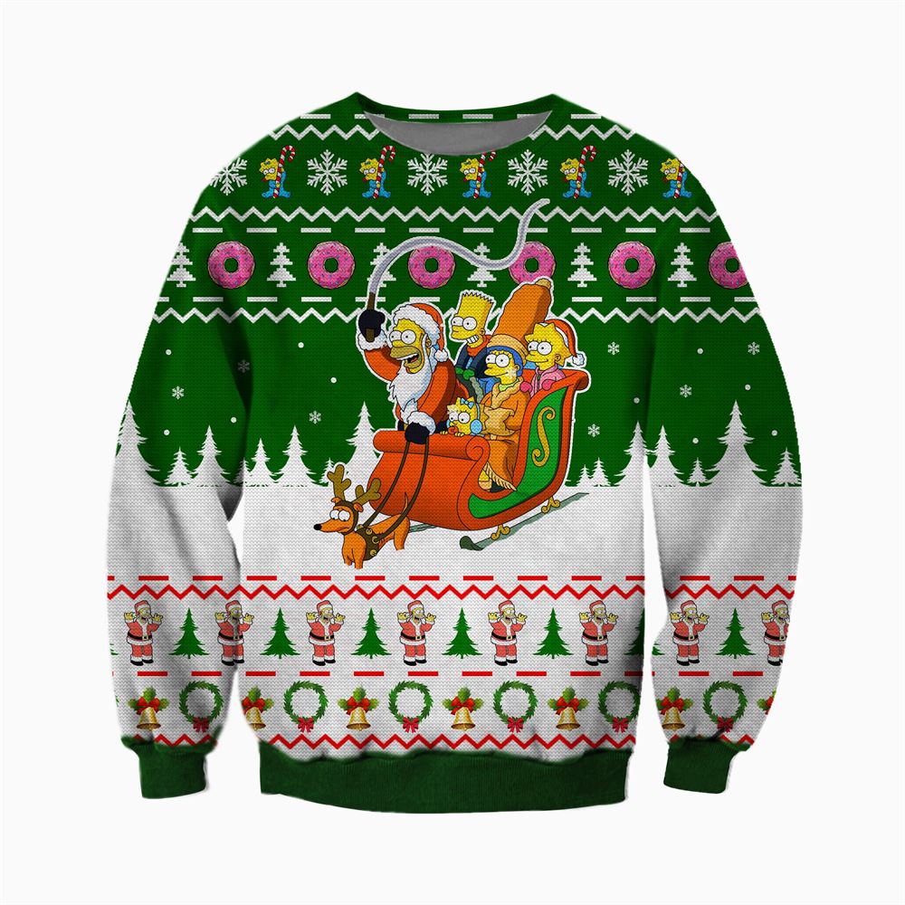 The Simpsons 3d Print Ugly Christmas Sweater Sweatshirt Christmas