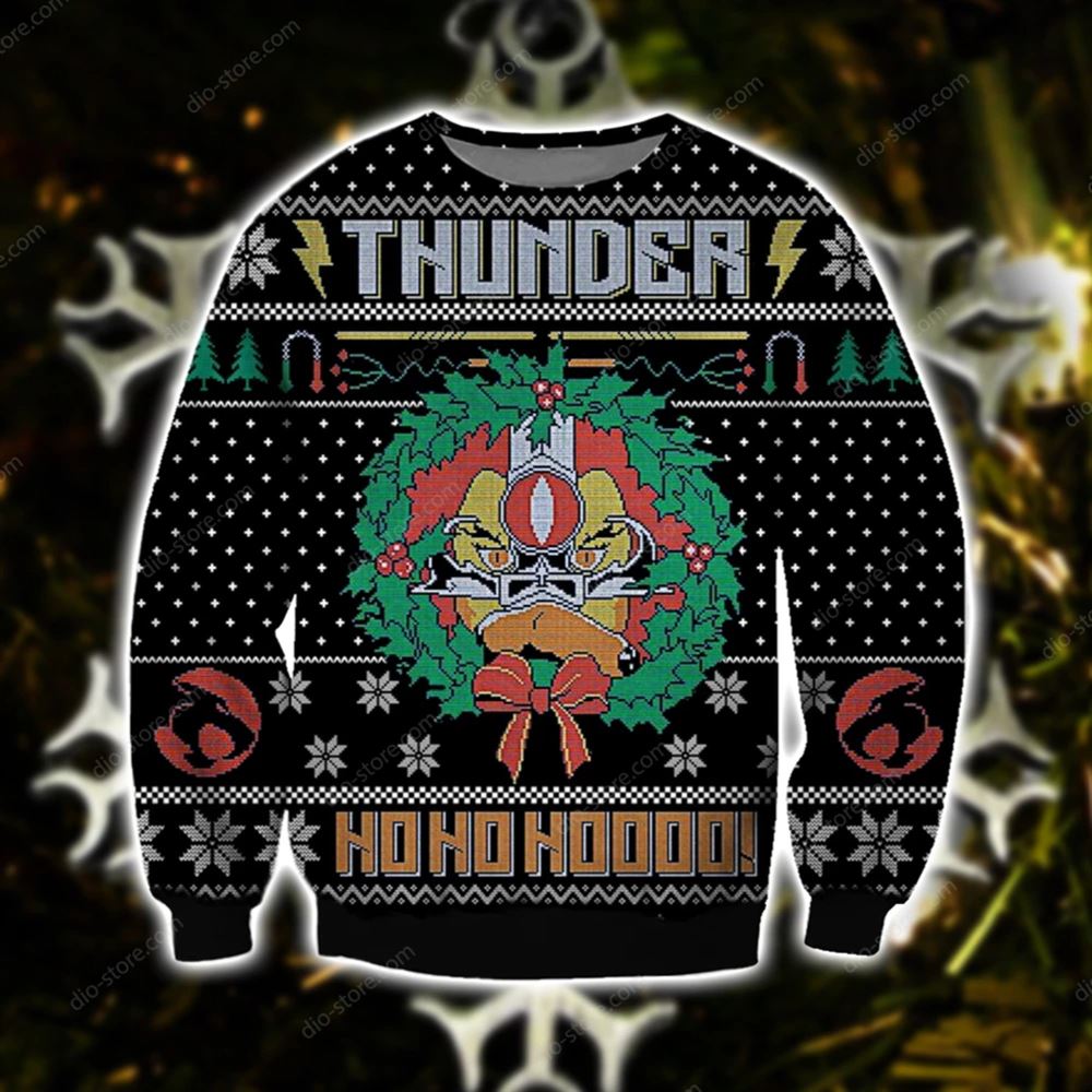 Thunder Ho Ho Ho Knitting Pattern 3d Print Ugly Christmas Sweater Sweatshirt Christmas