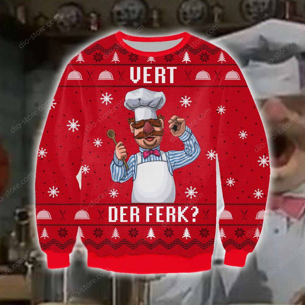 Vert Der Ferk Knitting Pattern 3d Print Ugly Sweater Sweatshirt Christmas