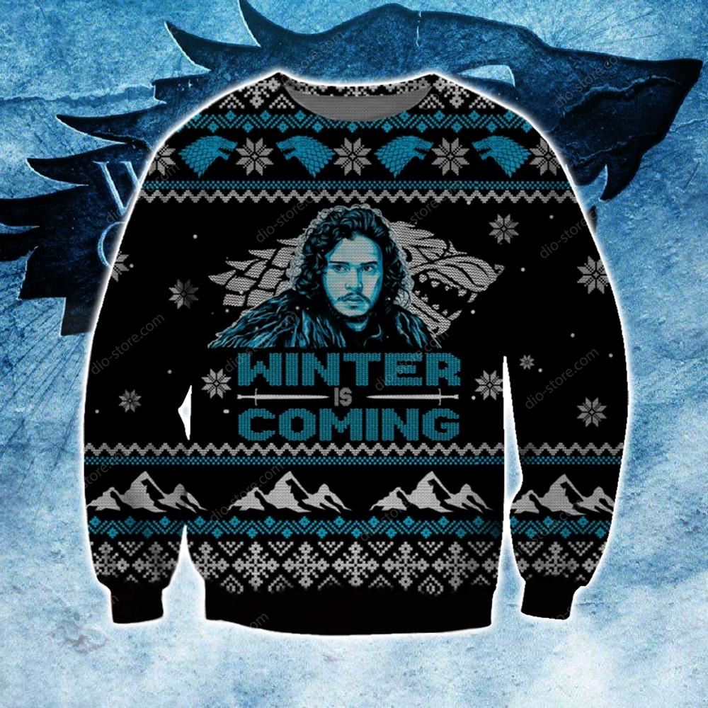 Winter Is Coming Knitting Pattern 3d Print Ugly Christmas Sweater Sweatshirt Christmas