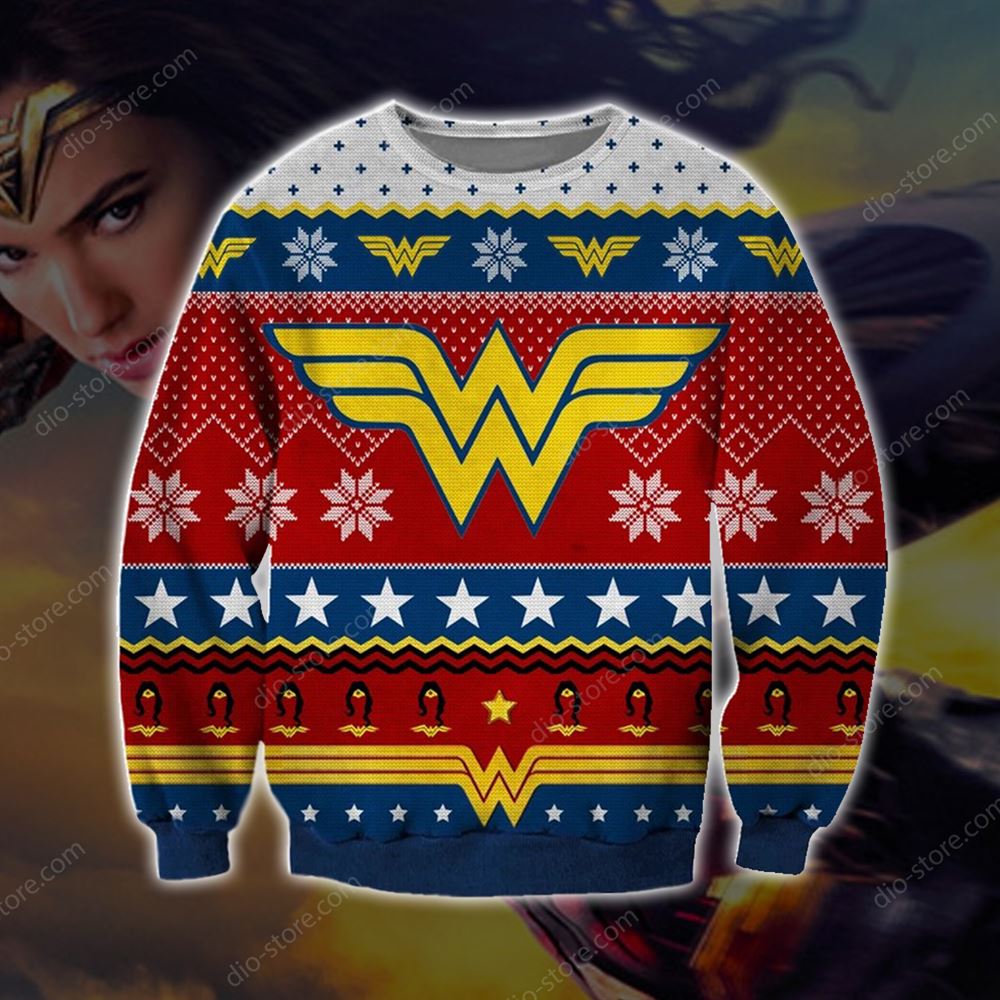 Wonder Woman Knitting Pattern 3d Print Ugly Christmas Sweater Sweatshirt Christmas
