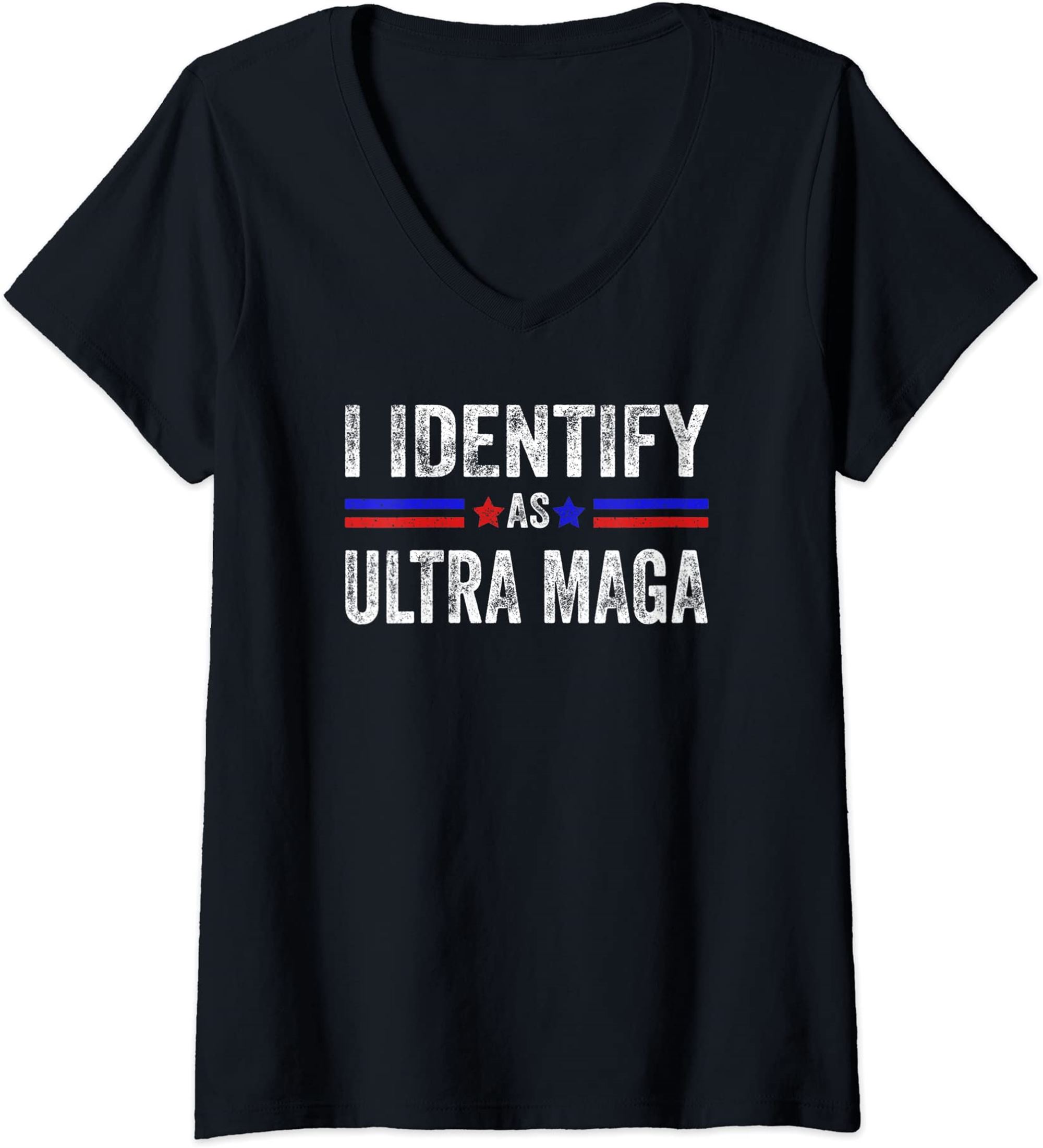 Womens I Identify As Ultra Maga Support The Great Maga King 2024 V-neck T-shirt Full Size Up To 5xl