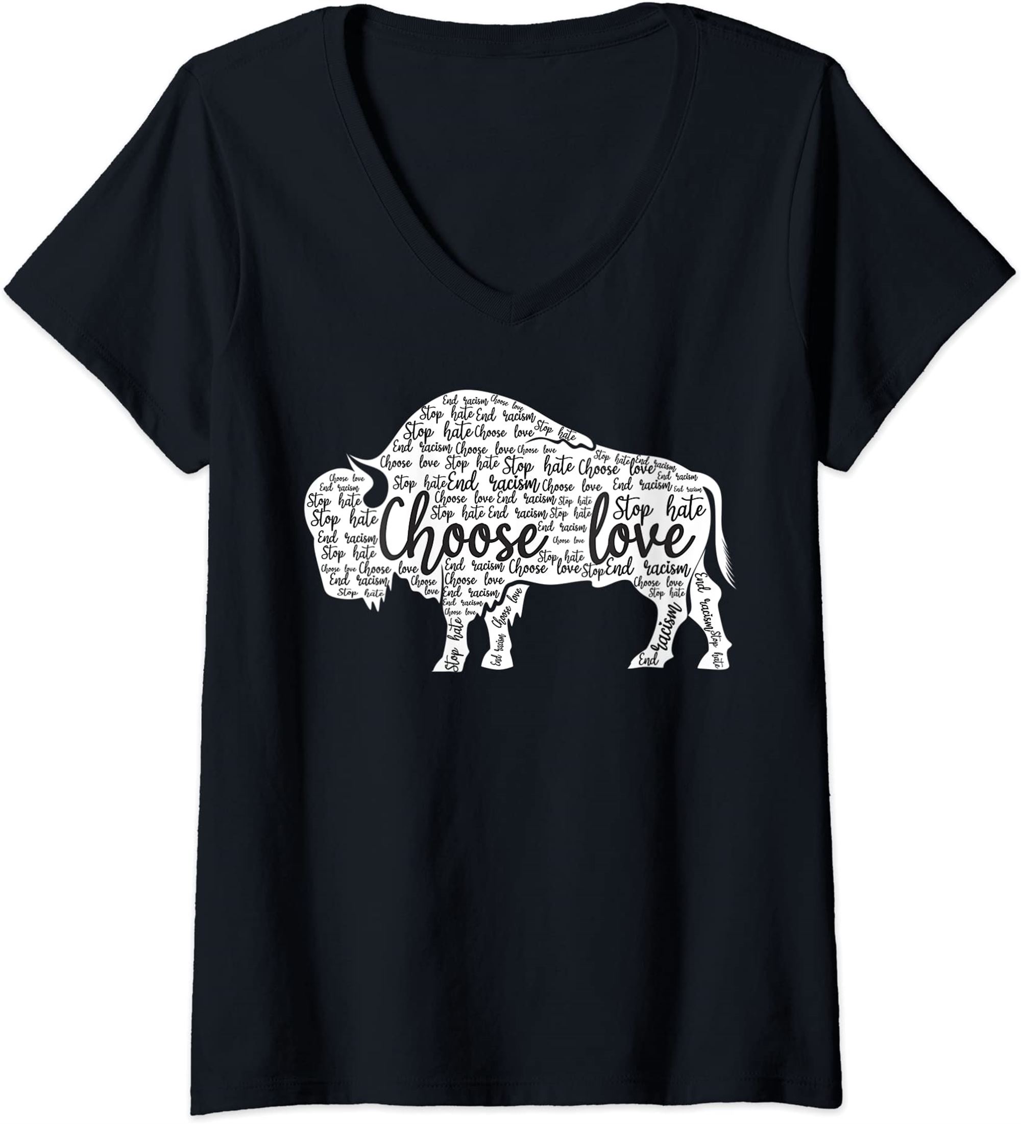 Womens Stop Hate End Racism Choose Love Pray For Buffalo Strong V-neck T-shirt Size Up To 5xl