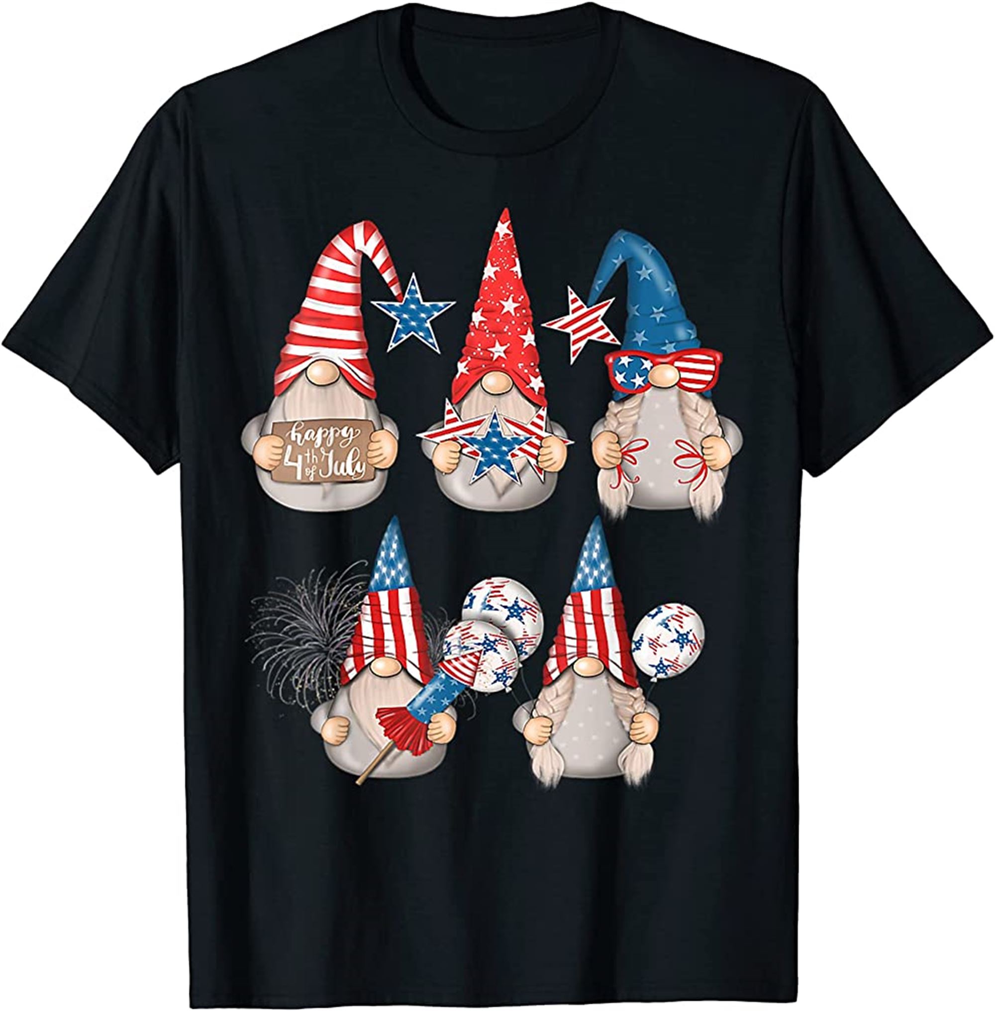 4th Of July American Celebrating Independence Day Gnomes T-shirt Size Up To 5xl
