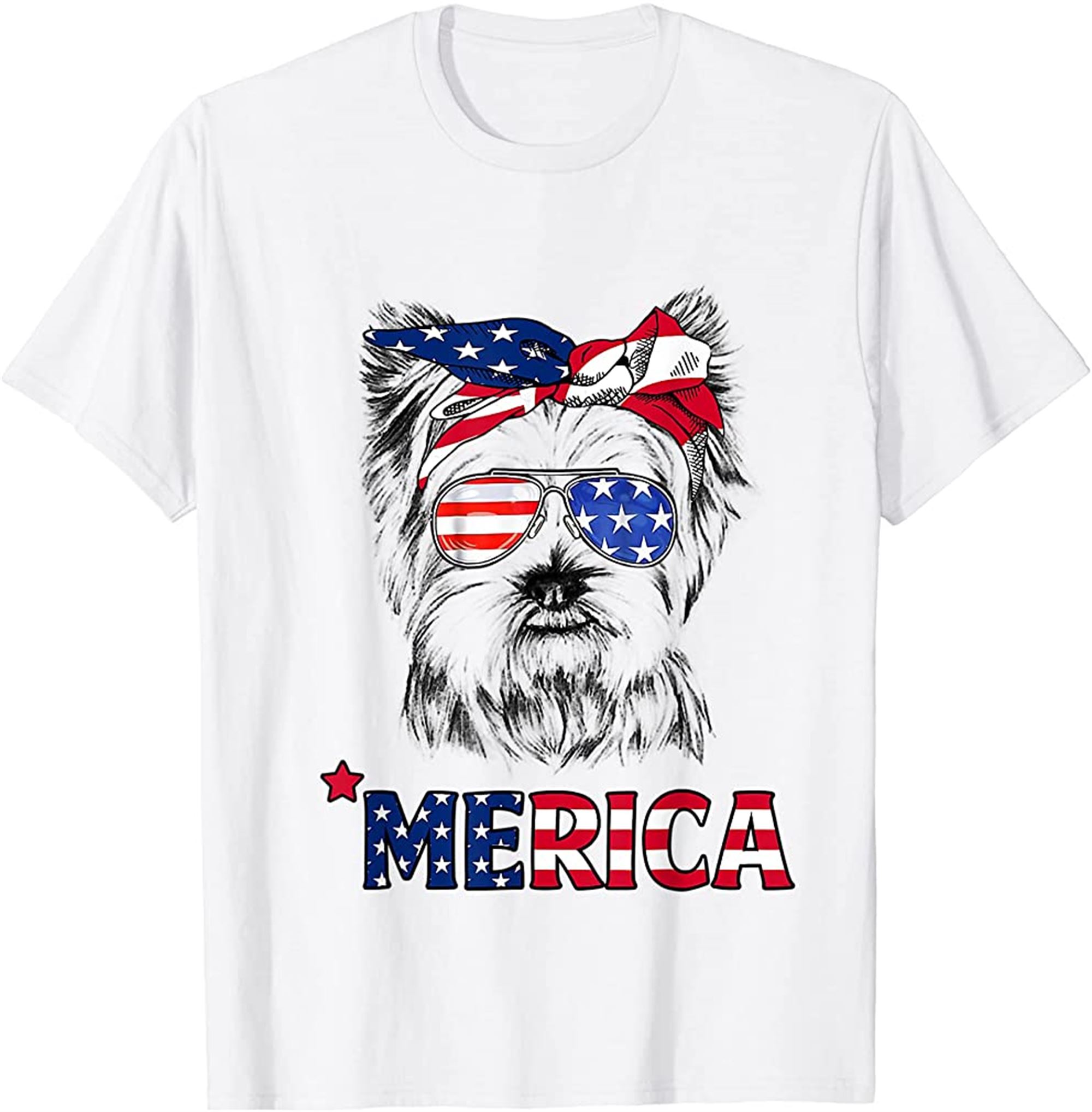 American Flag Yorkshire Terrier Yorkie Mom 4th Of July T-shirt Size Up To 5xl