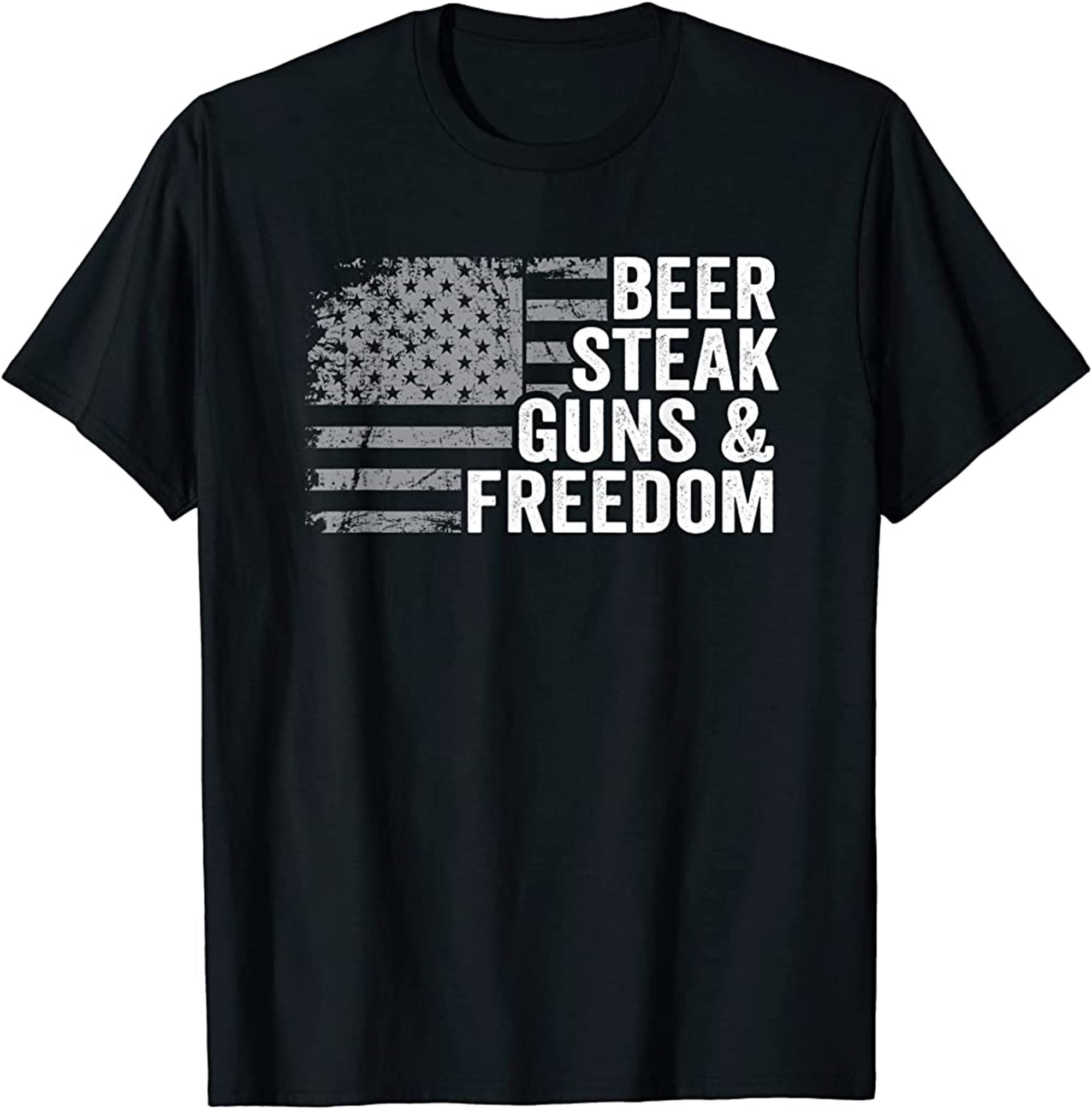 Beer Steak Guns Freedom 4th July Usa Flag Drinking Bbq T-shirt Size Up To 5xl