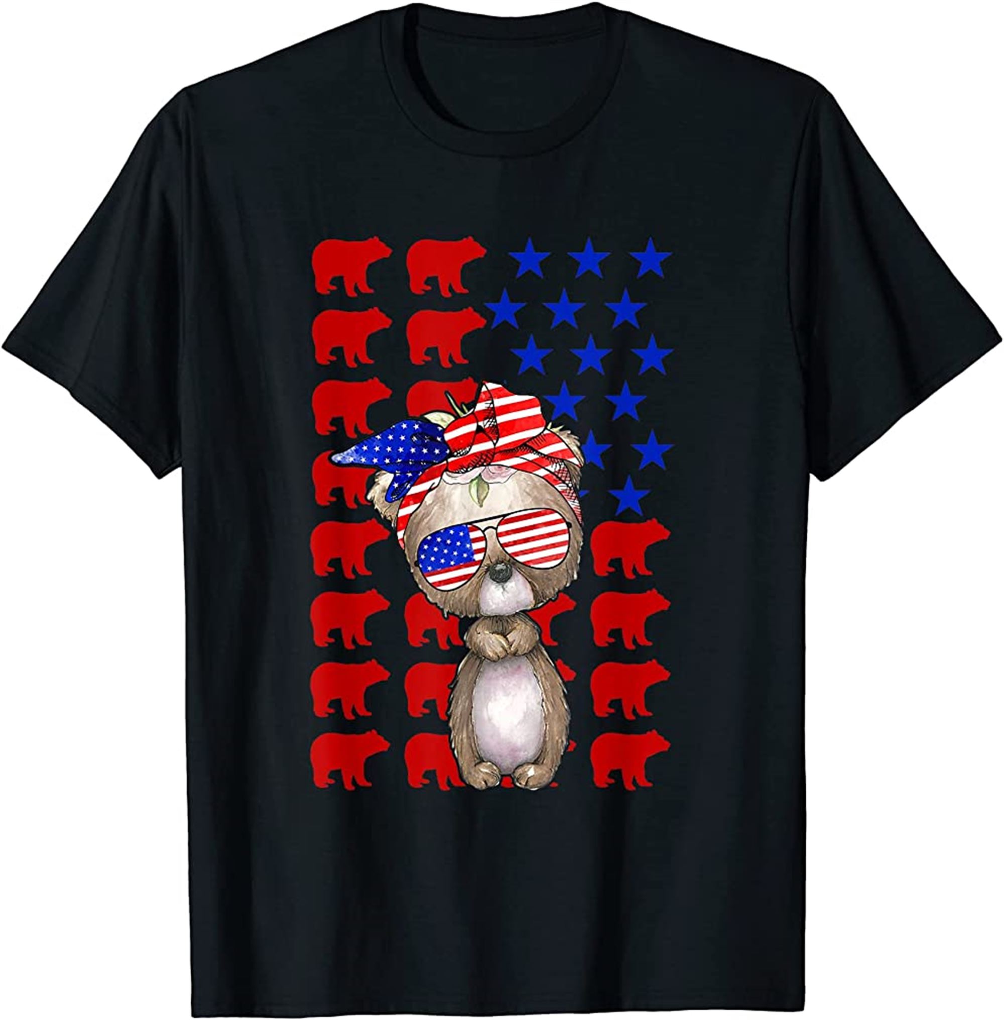 Funny Bear American Flag Bear Lover Patriotic 4th Of July T-shirt Size Up To 5xl