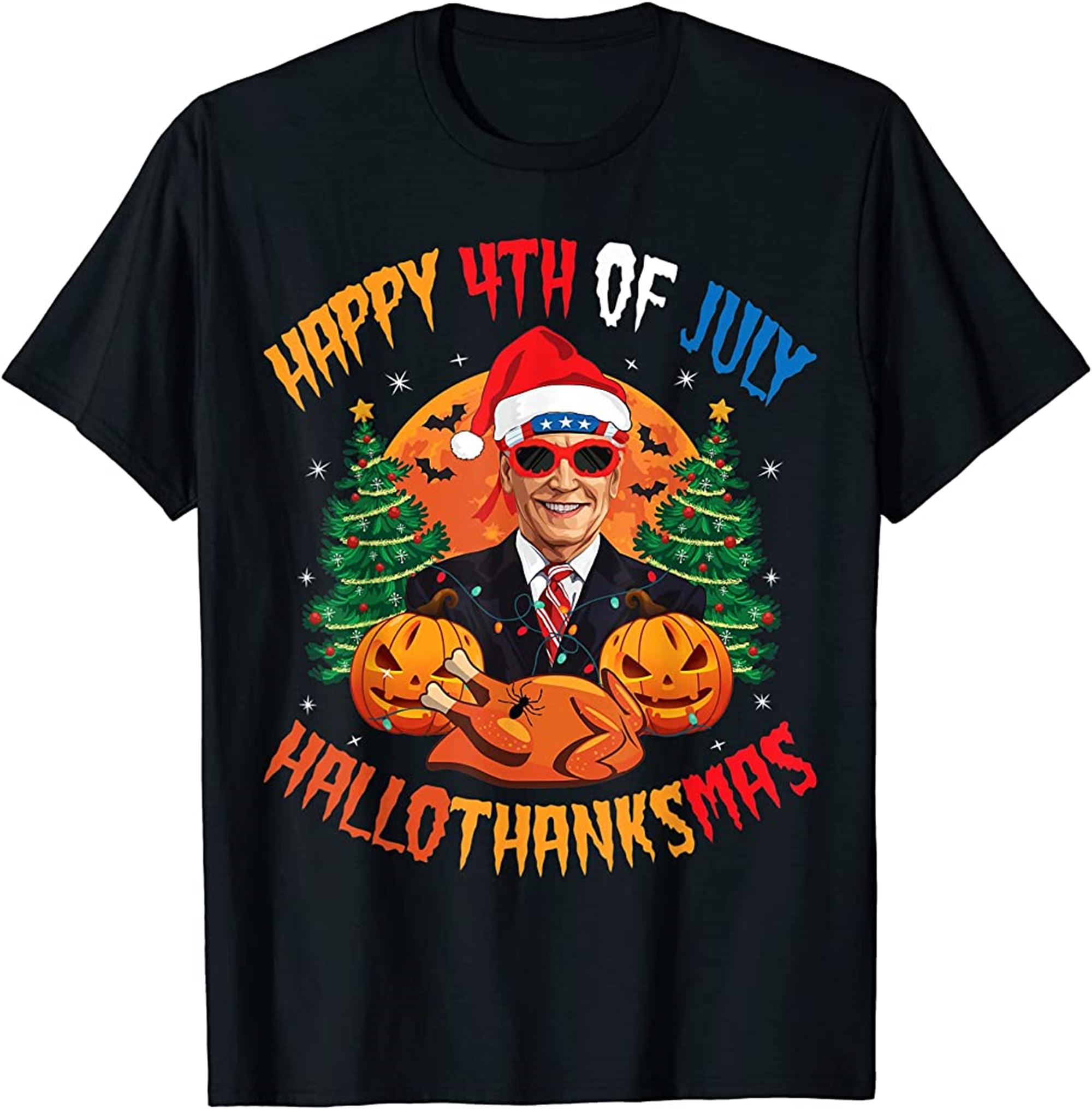 Funny Joe Biden Happy Holidays Confused For 4th Of July T-shirt Plus Size Up To 5xl