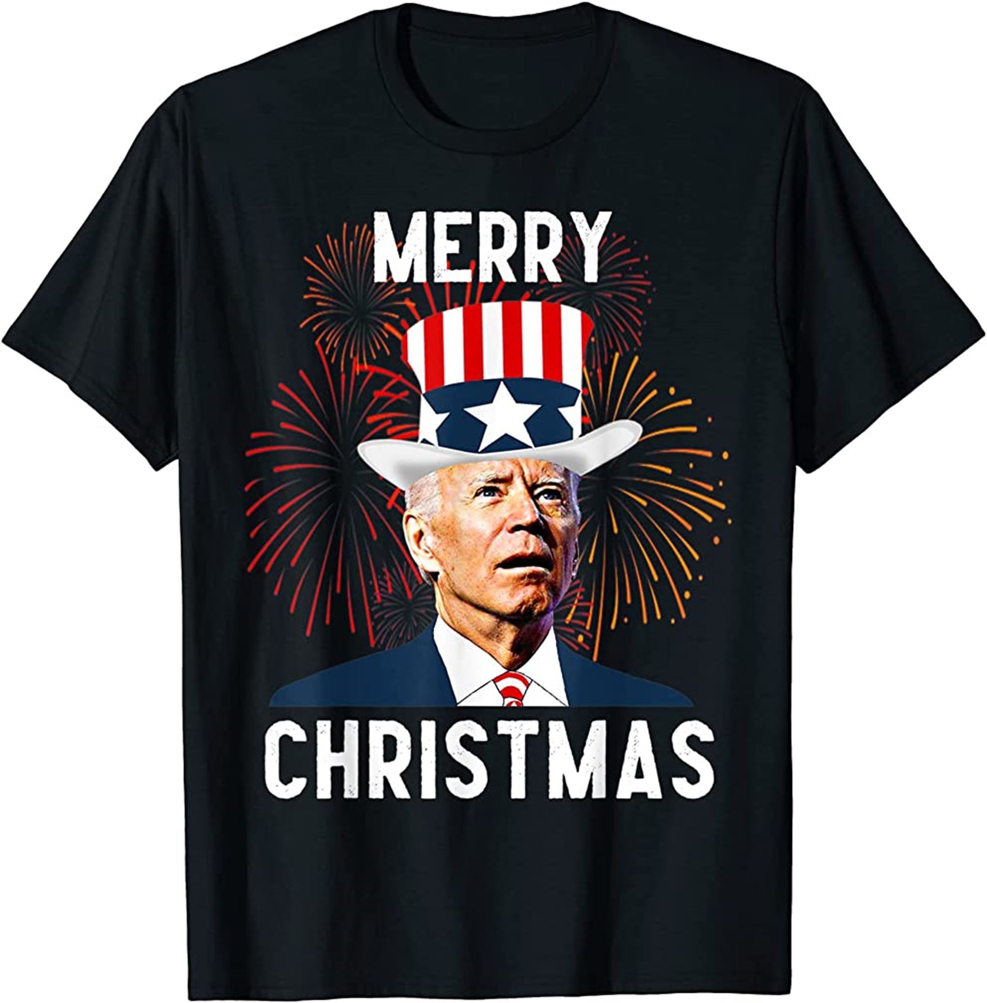 Funny Joe Biden Merry Christmas For Fourth Of July T-shirt Plus Size Up To 5xl