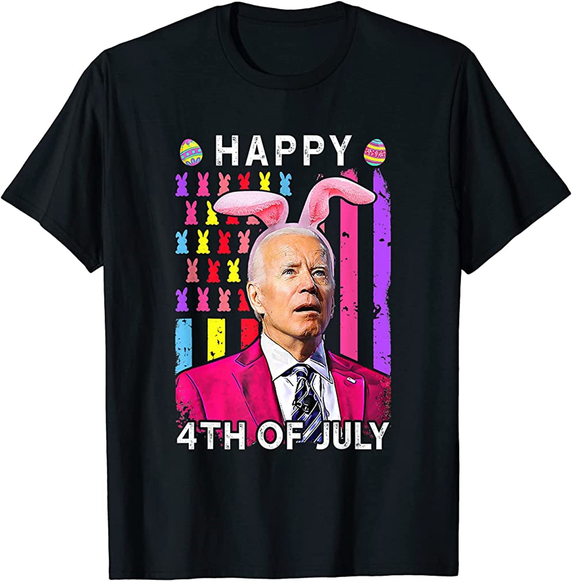 Happy 4th Of July Easter Bunny Biden Vintage American T-shirt Full Size Up To 5xl