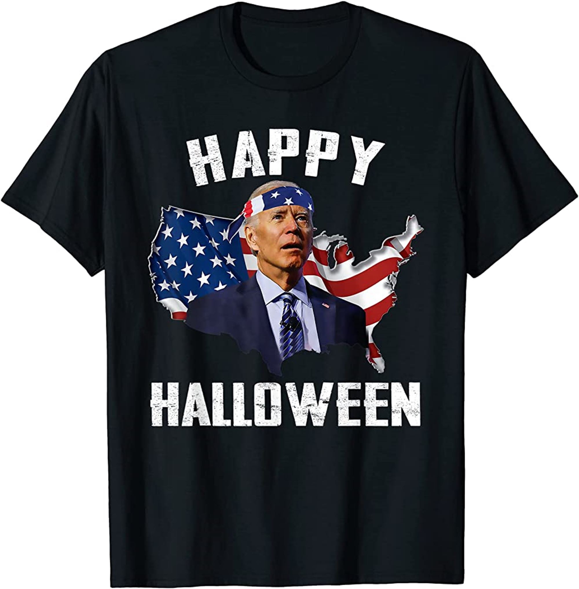 Happy Halloween Joe Biden Confused American Flag 4th Of July T-shirt Size Up To 5xl