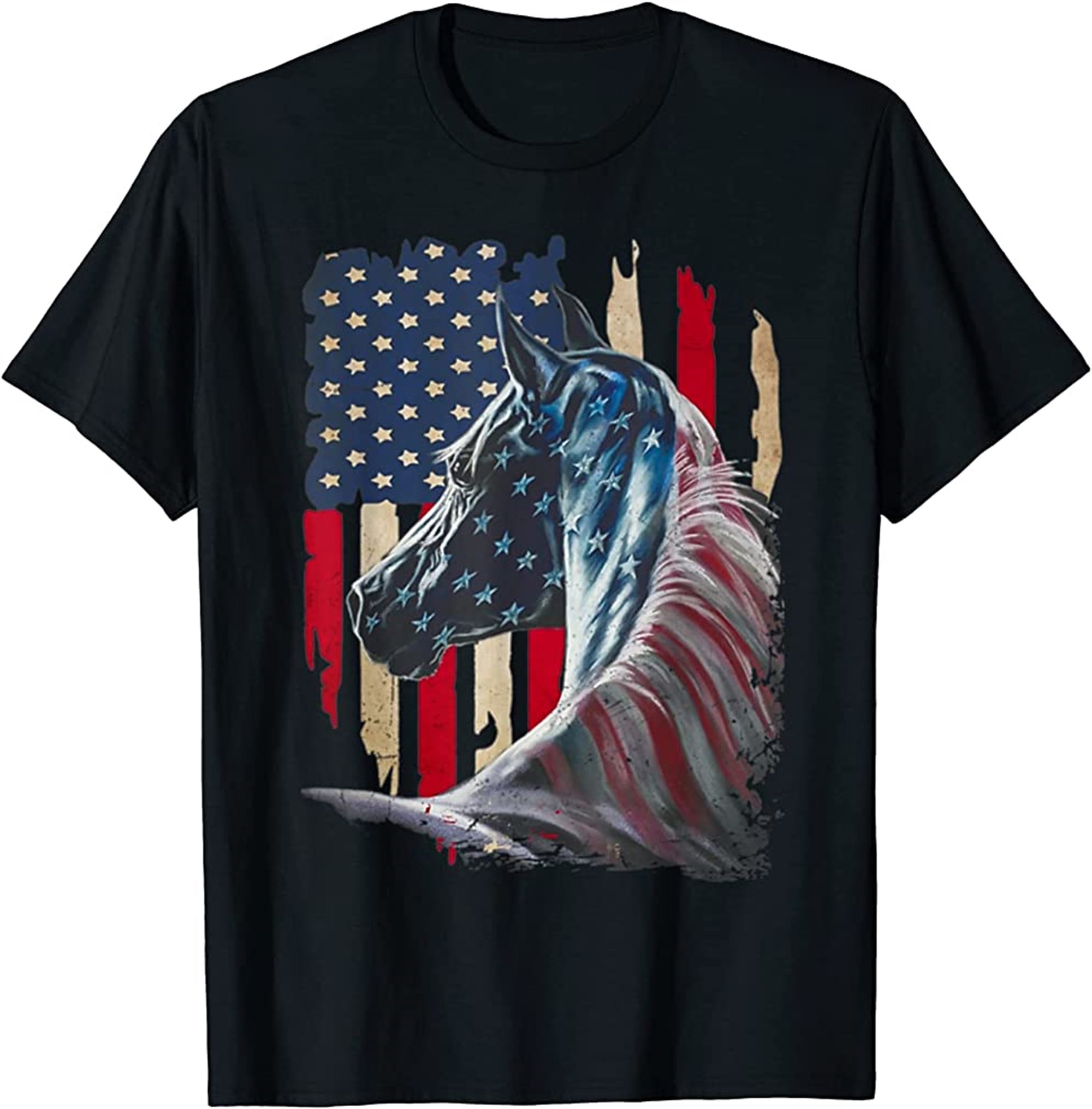 Horses America Flag 4th Of July Independence Day T-shirt Size Up To 5xl