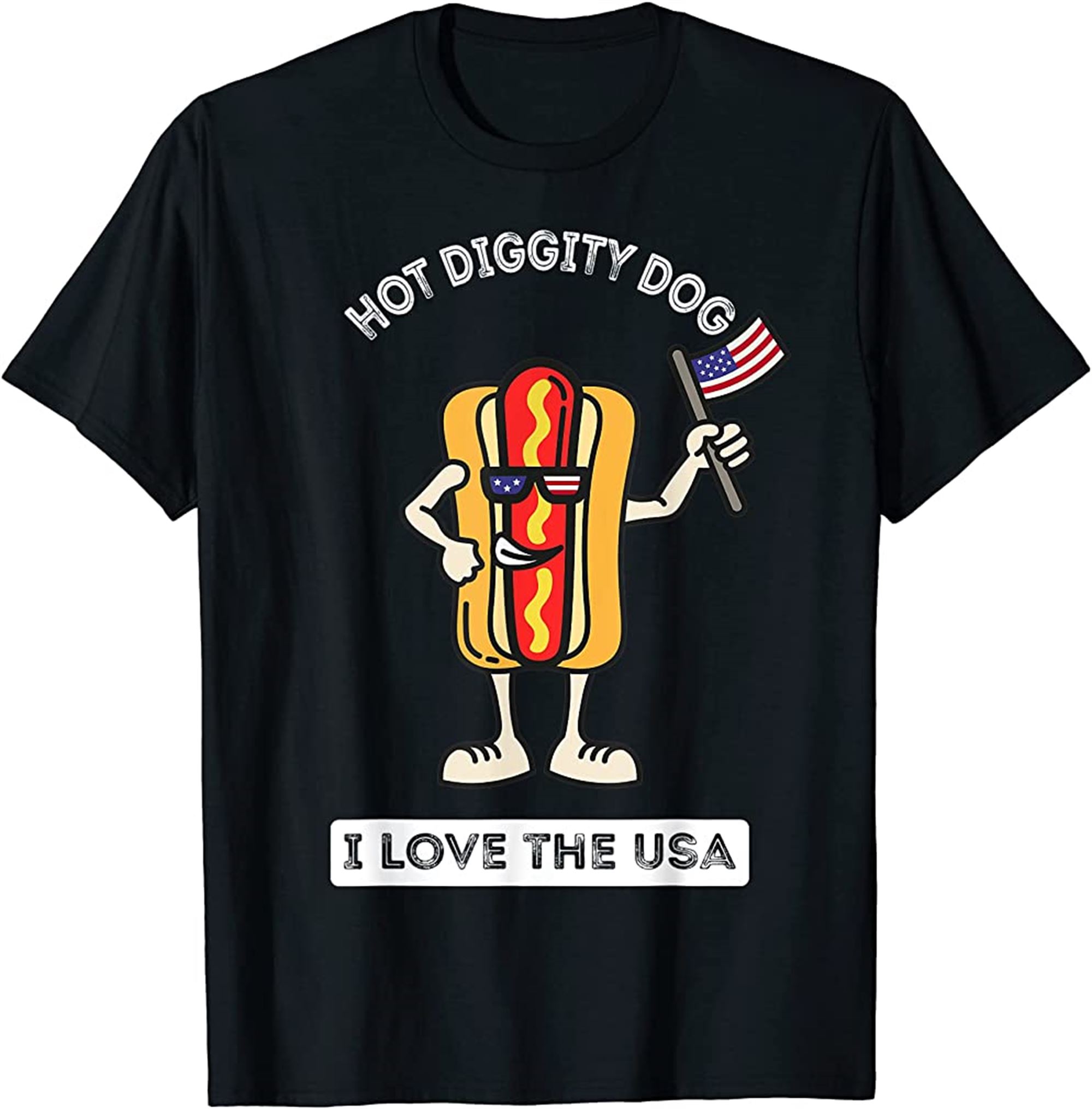 Hot Diggity Dog July 4th Patriotic Bbq Picnic Cookout Funny T-shirt Plus Size Up To 5xl