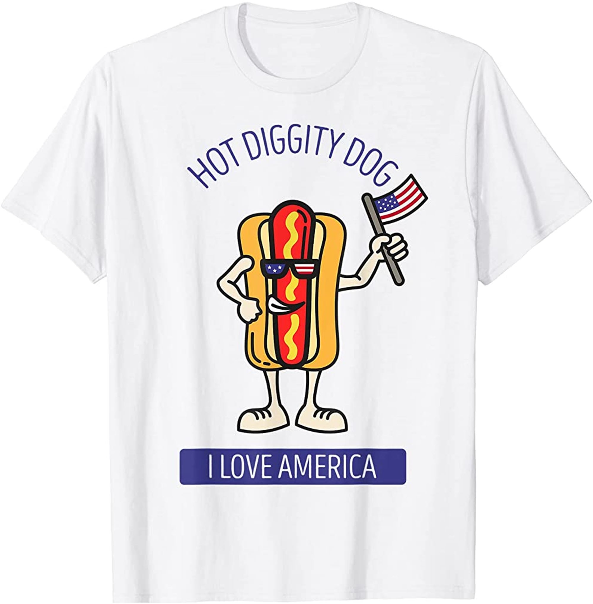 Hot Diggity Dog July 4th Patriotic Bbq Picnic Usa Funny T-shirt Plus Size Up To 5xl