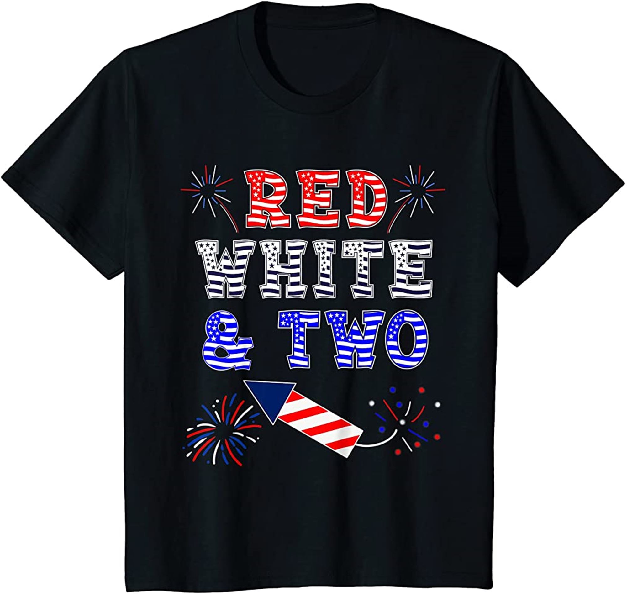 Kids Kids 2nd Birthday July 4th American Red White And Two Party T-shirt Full Size Up To 5xl