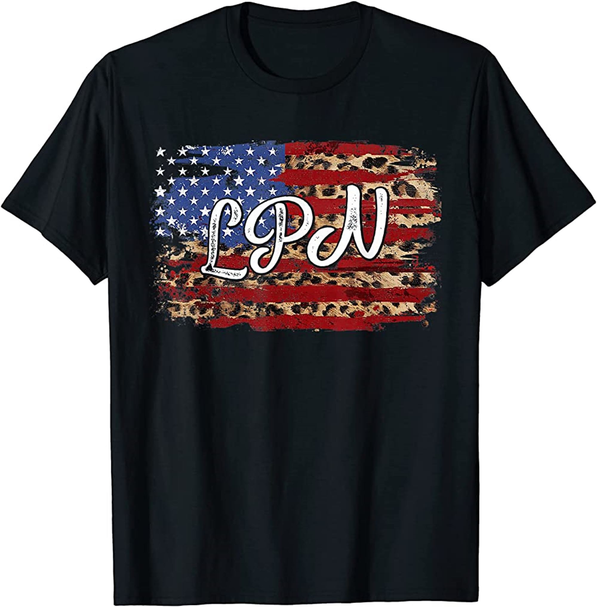 Leopard American Flag Lpn Nurse Patriotic 4th Of July T-shirt Plus Size Up To 5xl