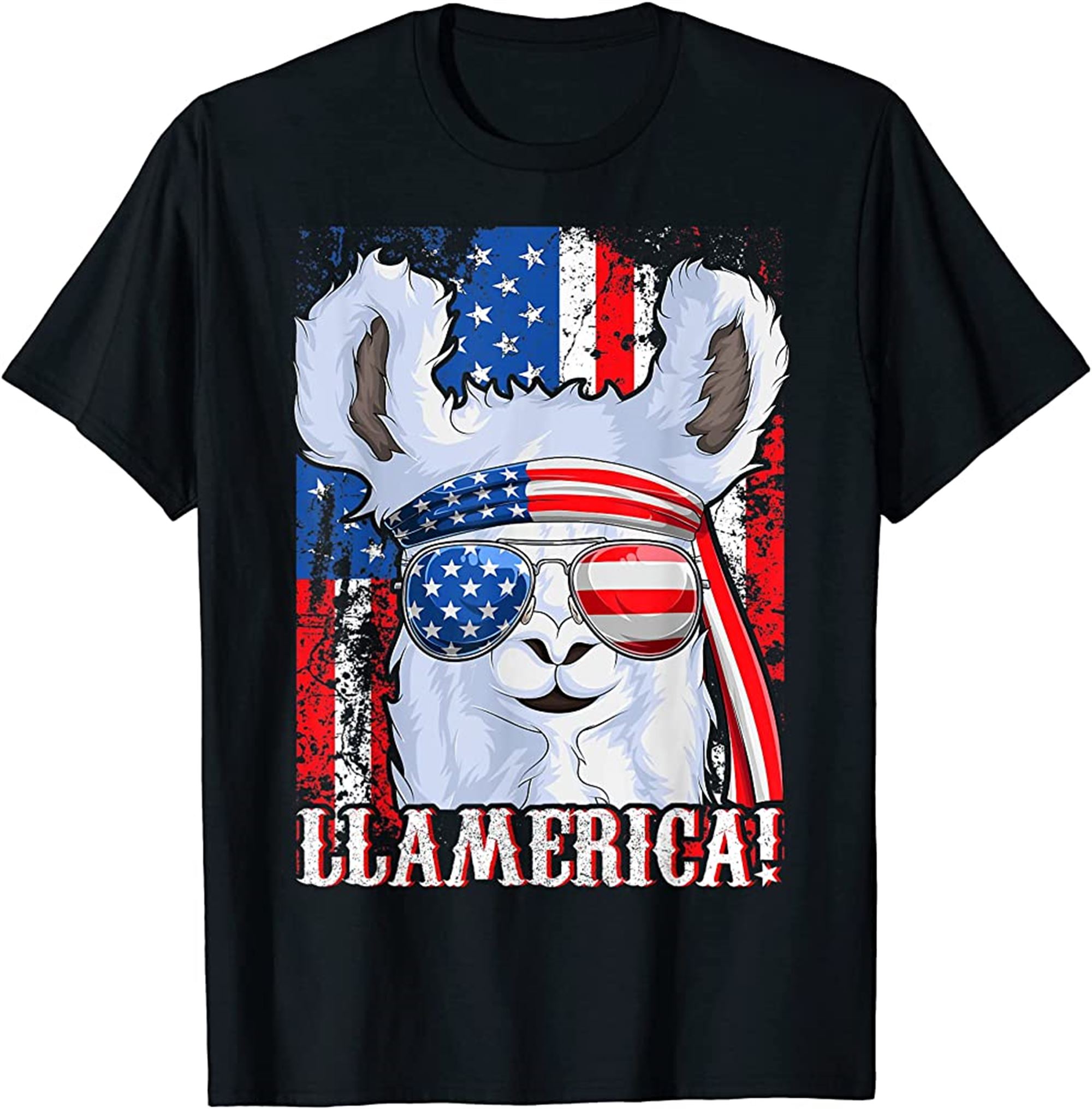 Llama American Flag Shirts Women Girl 4th Of July Llamerica T-shirt Plus Size Up To 5xl