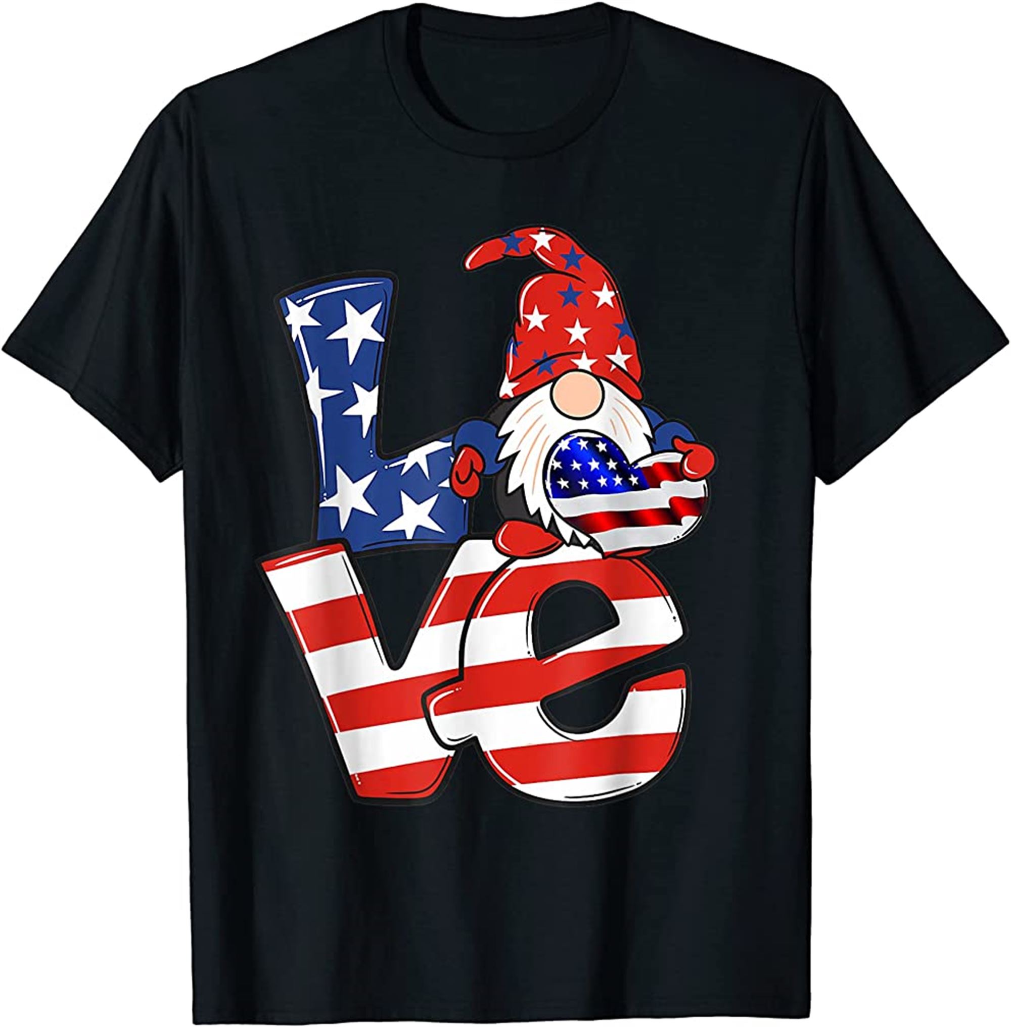 Love Gnome Usa Flag 4th Of July T-shirt Plus Size Up To 5xl
