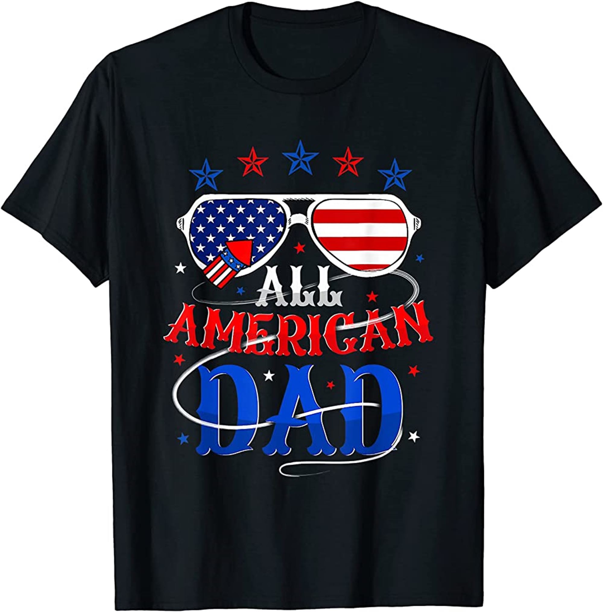 Men All American Dad 4th Of July Fathers Day Matching Family T-shirt Full Size Up To 5xl