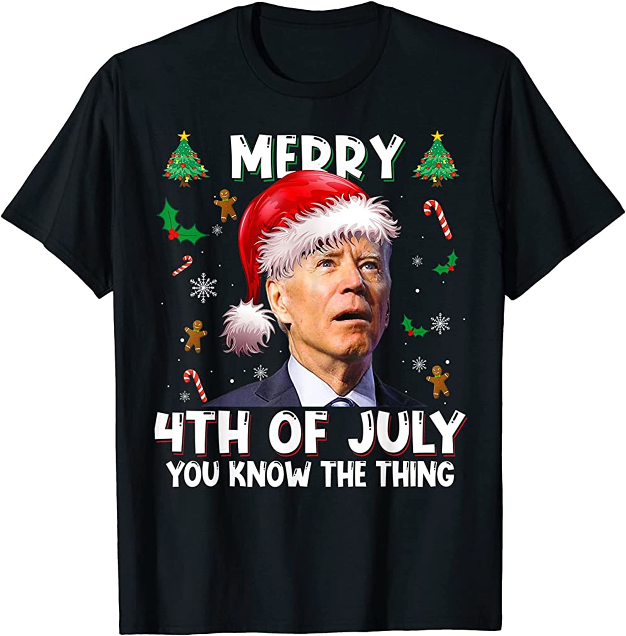 Merry 4th Of July You Know The Thing Santa Biden Christmas T-shirt Size Up To 5xl