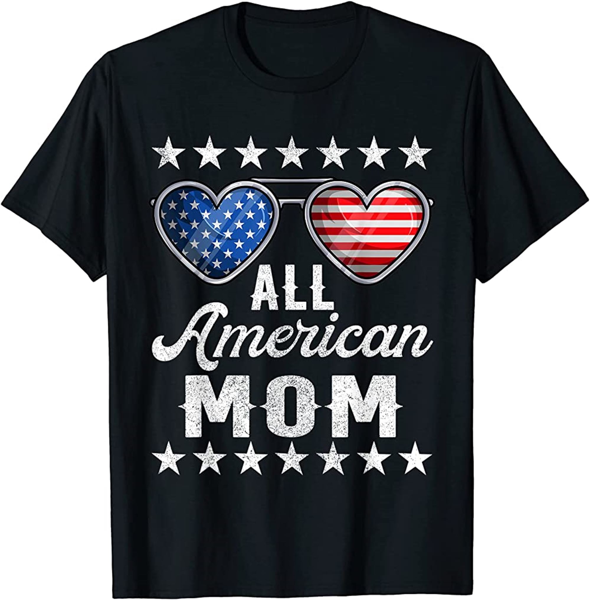 Mommy Fourth Of July Shirt Womens All American Mom Us Flag T-shirt Plus Size Up To 5xl