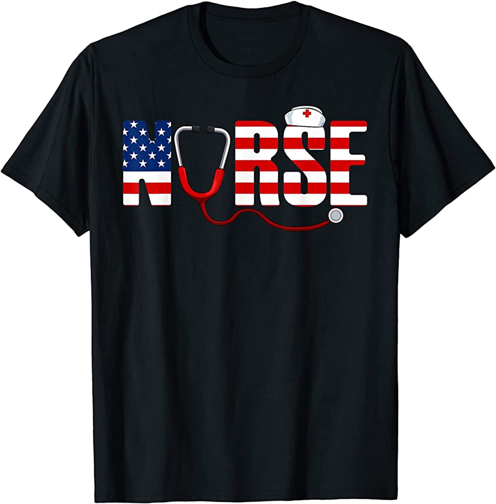 Nurse 4th Of July Cool Stethoscope Patriotic American Flag T-shirt Size Up To 5xl
