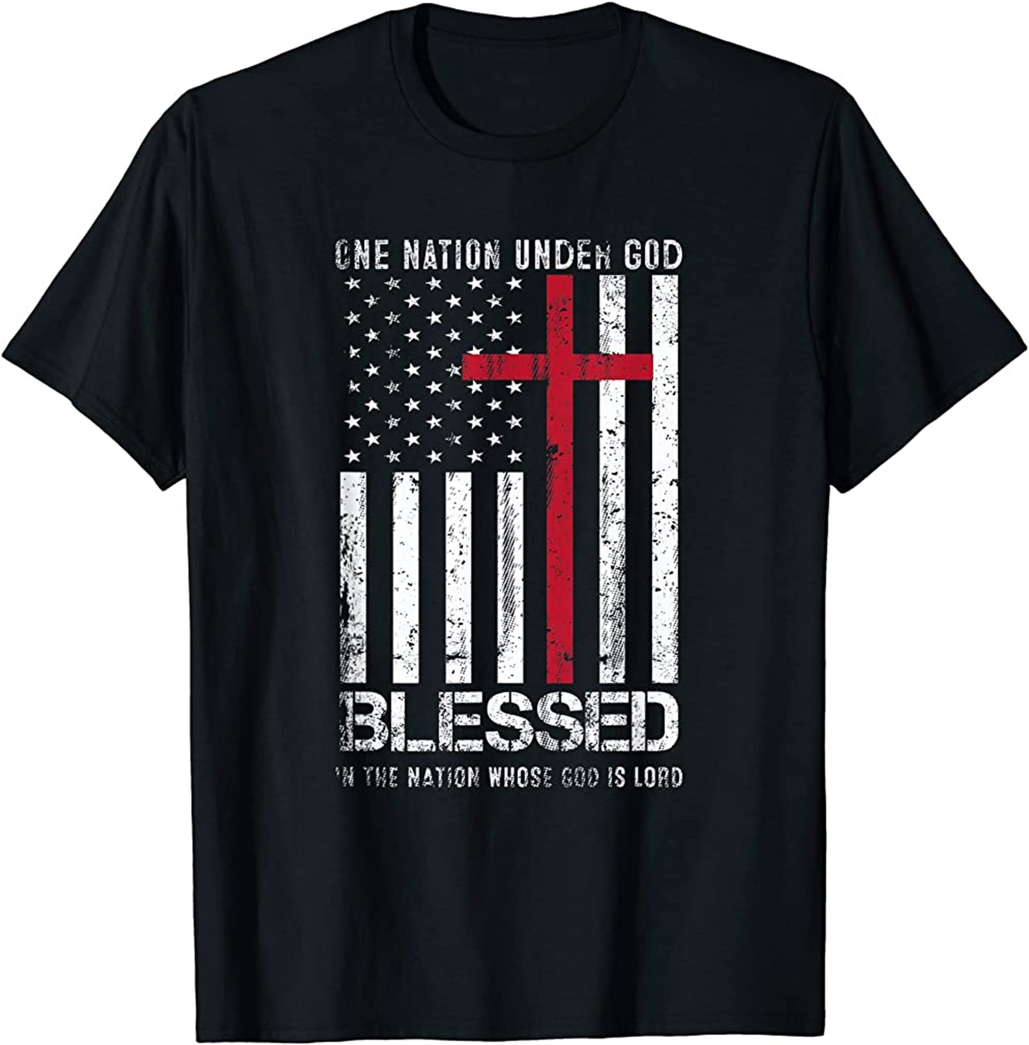 One Nation Under God American Flag Patriotic Christian T-shirt Size Up To 5xl