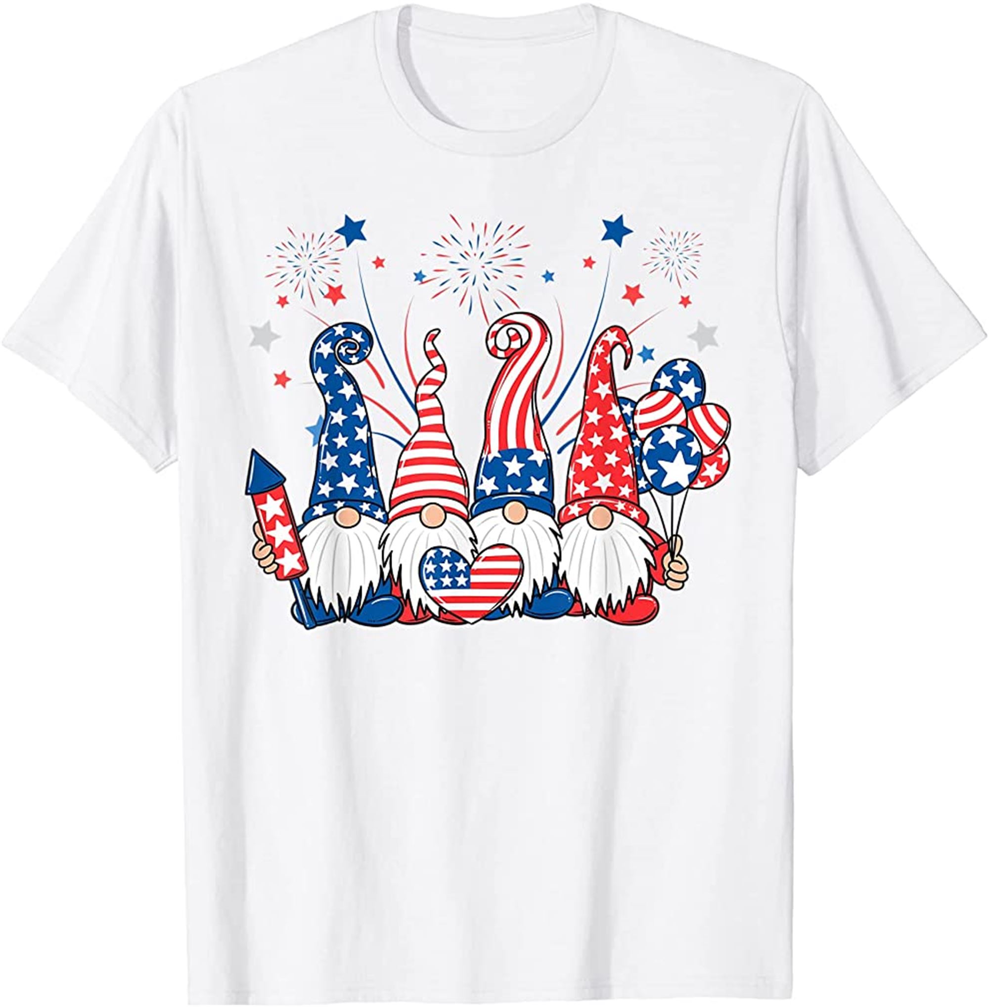 Patriotic Gnomes Fireworks Usa Independence Day 4th Of July T-shirt Size Up To 5xl