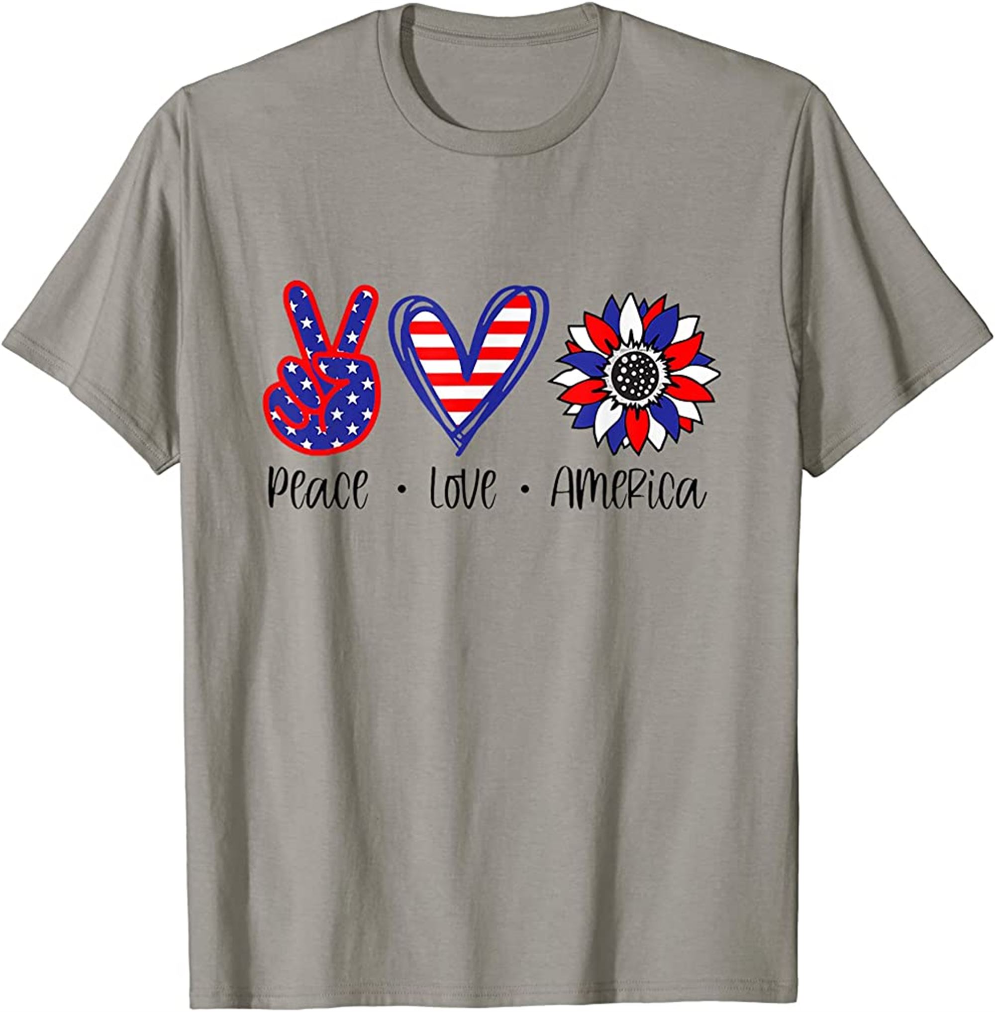 Peace Love America Sunflower Hippie Usa Flag 4th Of July T-shirt Size Up To 5xl