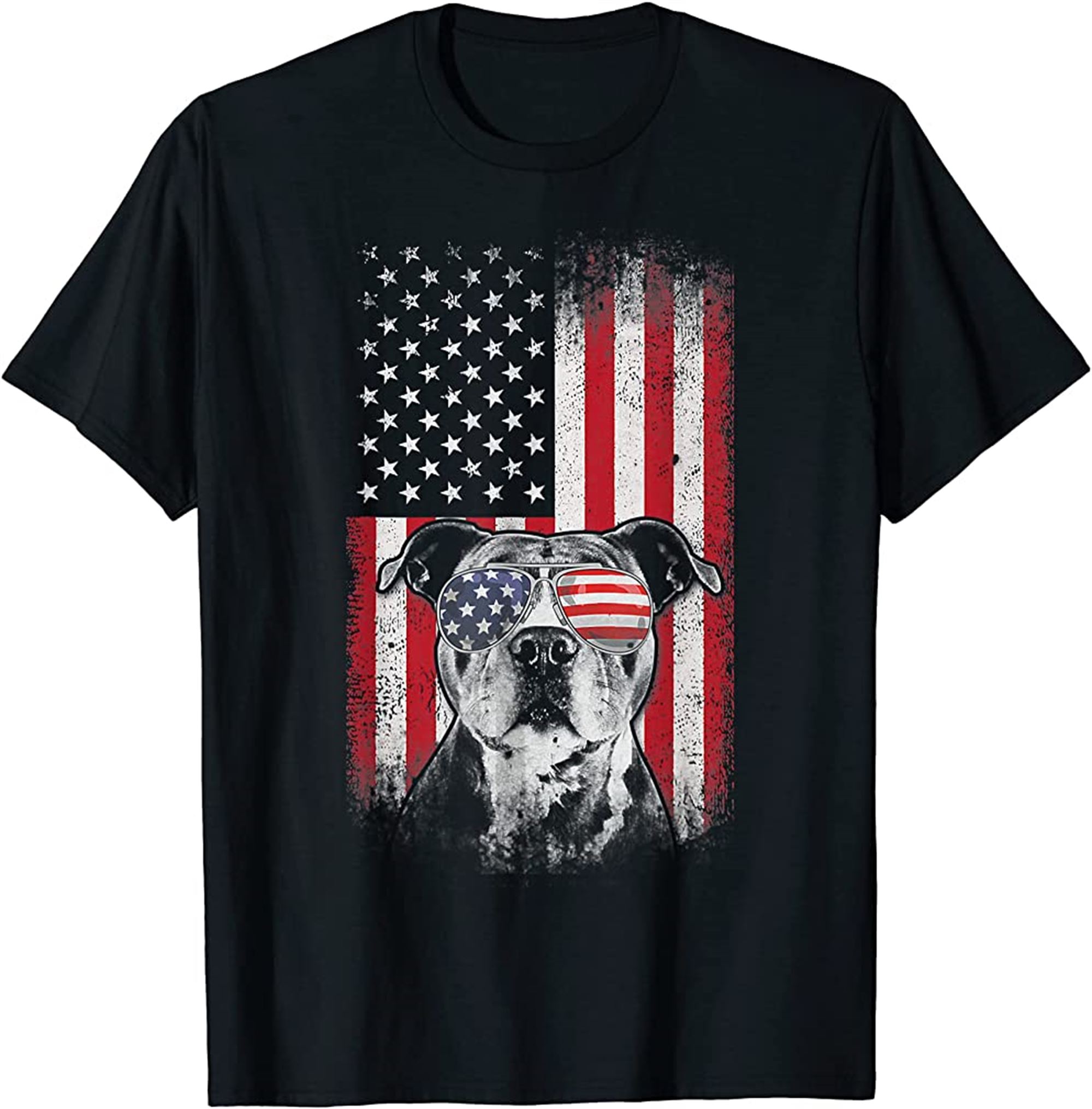 Pitbull American Flag 4th Of July Pitbull Dad Mom Dog Lover T-shirt Full Size Up To 5xl