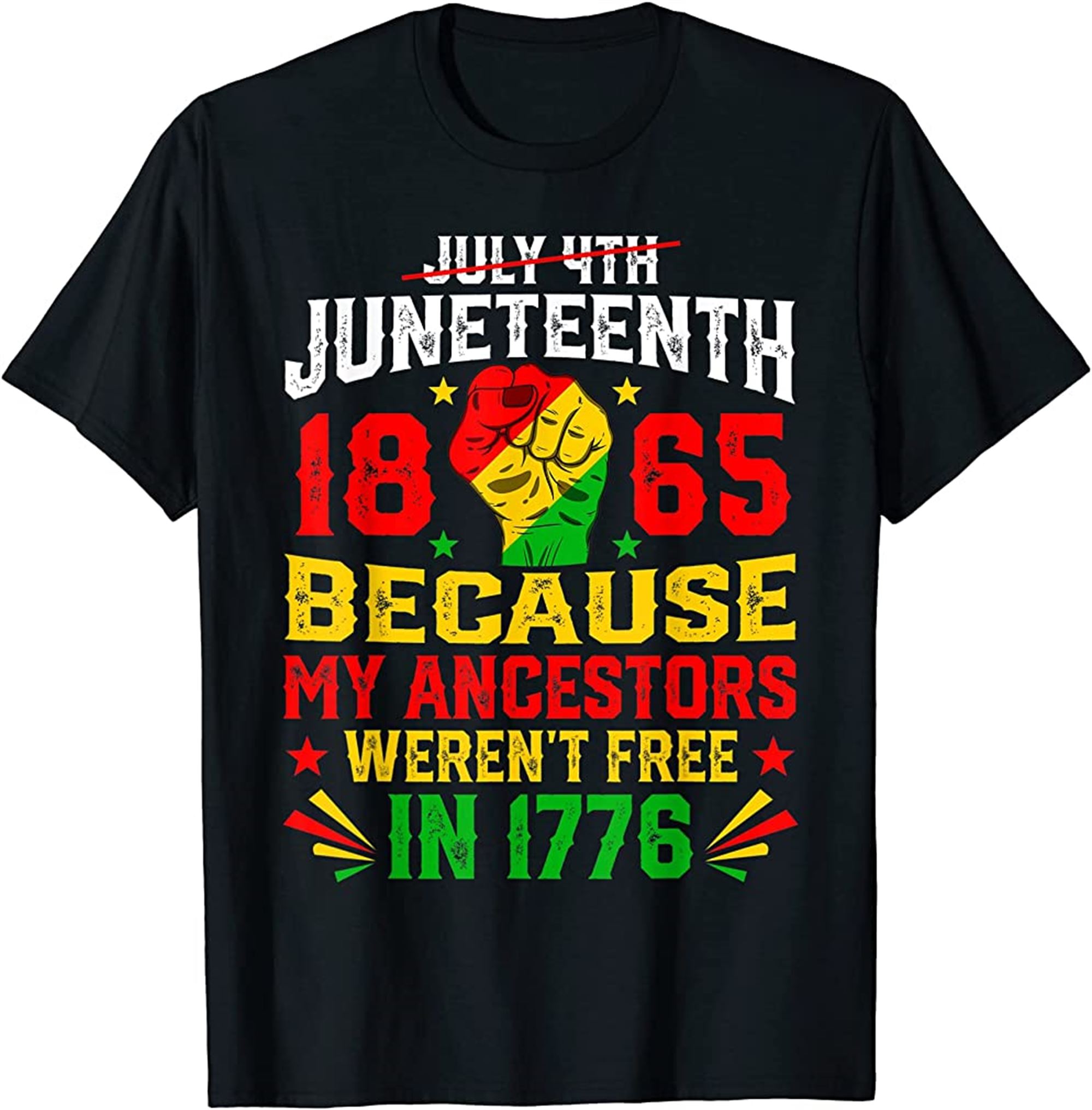 Proud African American 1865 Not July Fourth Its Juneteenth T-shirt Size Up To 5xl