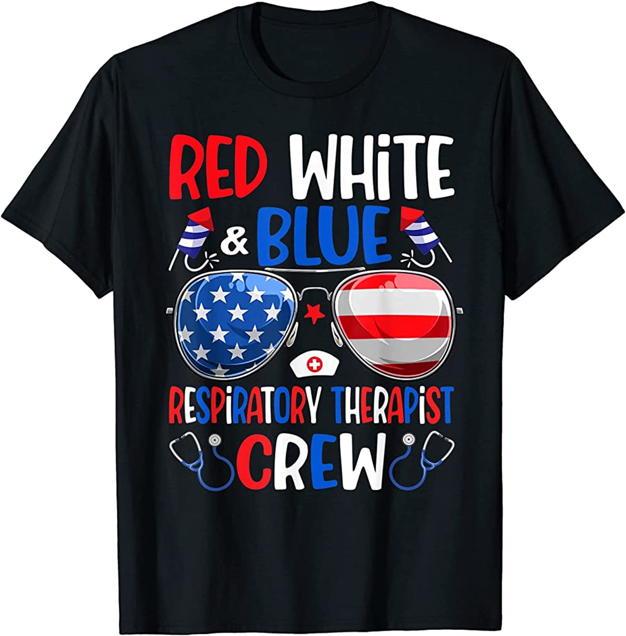 Red White Blue Respiratory Therapist Crew 4th Of July T-shirt Plus Size Up To 5xl